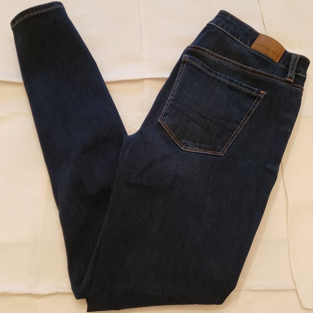 American Eagle Dream Stretch Low Rise Jegging 4 Deep Indigo EUC
